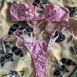 SHEIN Floral Pink and Red Bikini